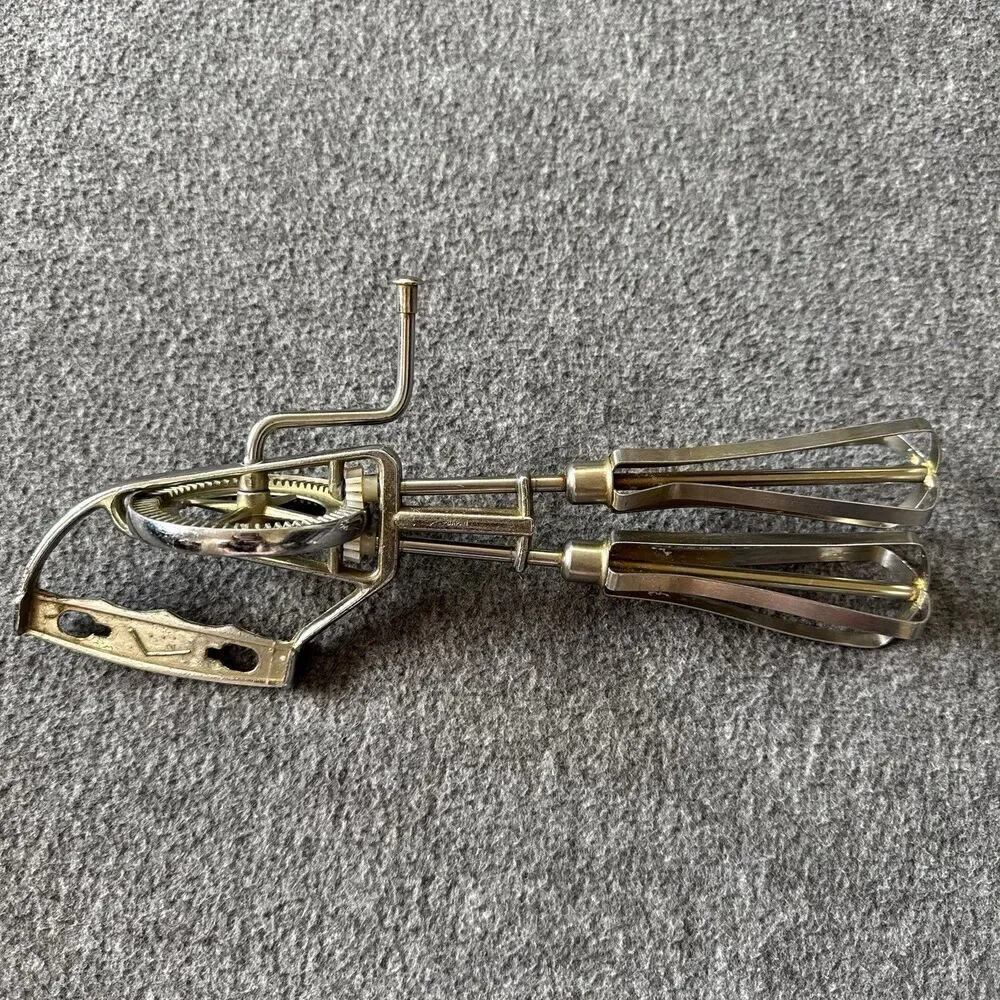 Vintage Hand Crank Mixer Egg Beater Stainless Steel No Plastic Handle Japan